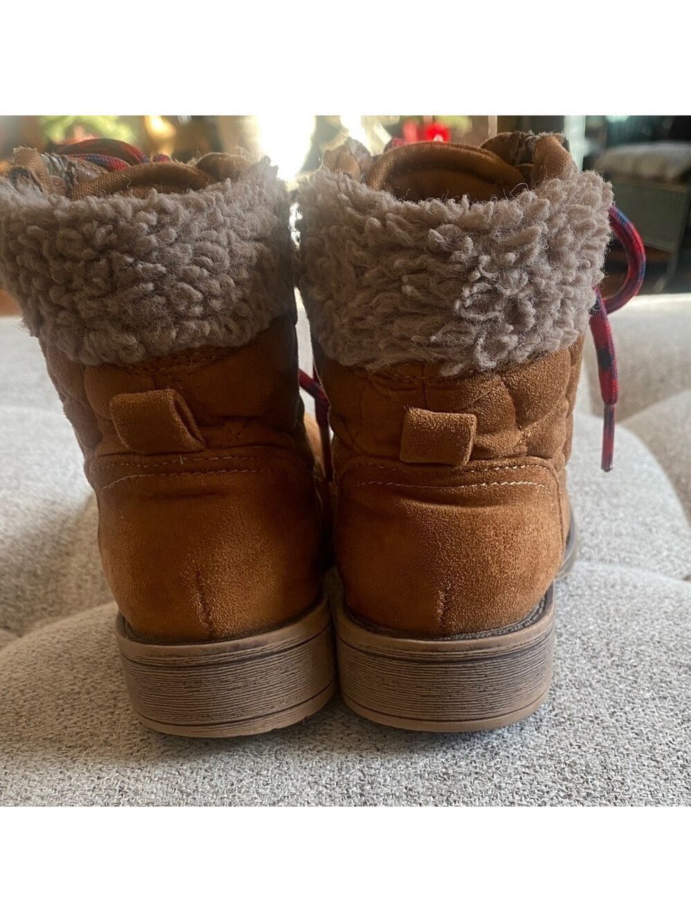 Steve Madden Kids Tan Lace-Up Boots w/ Zipper Sz 11 - Picture 4 of 10